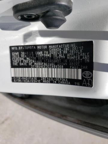 Photo 10 from auction – 2012 TOYOTA COROLLA BA with VIN 2T1BU4EE2CC889368