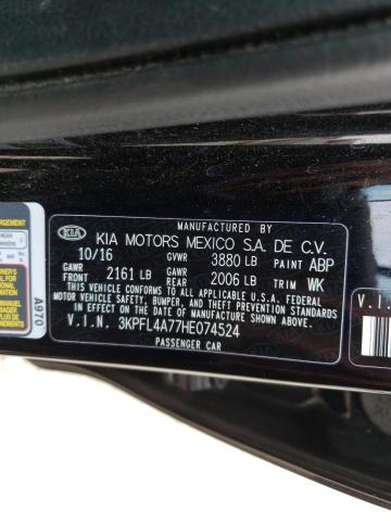 Photo 10 from auction – 2017 KIA FORTE LX with VIN 3KPFL4A77HE074524