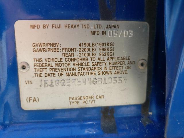 Photo 10 from auction – 2004 SUBARU IMPREZA WR with VIN JF1GG29644G810554
