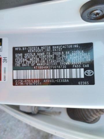 Photo 10 from auction – 2007 TOYOTA CAMRY HYBR with VIN 4T1BB46K27U018730