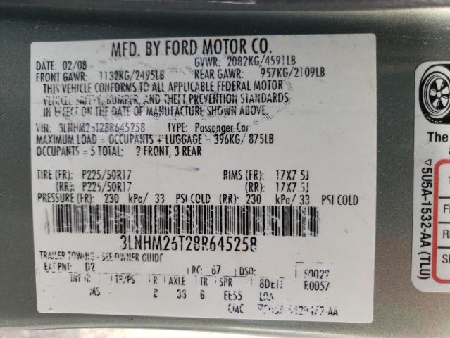 Photo 10 from auction – 2008 LINCOLN MKZ with VIN 3LNHM26T28R645258