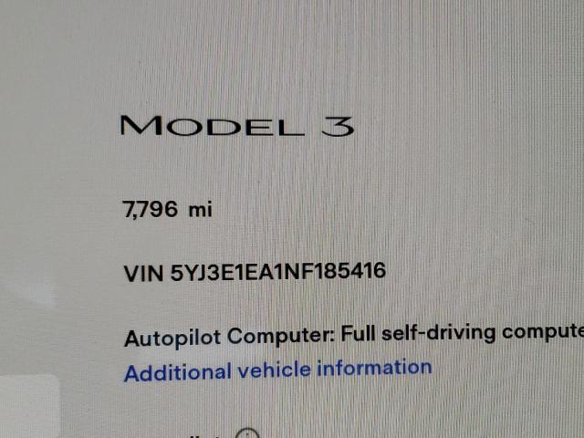 Photo 8 from auction – 2022 TESLA MODEL 3 with VIN 5YJ3E1EA1NF185416