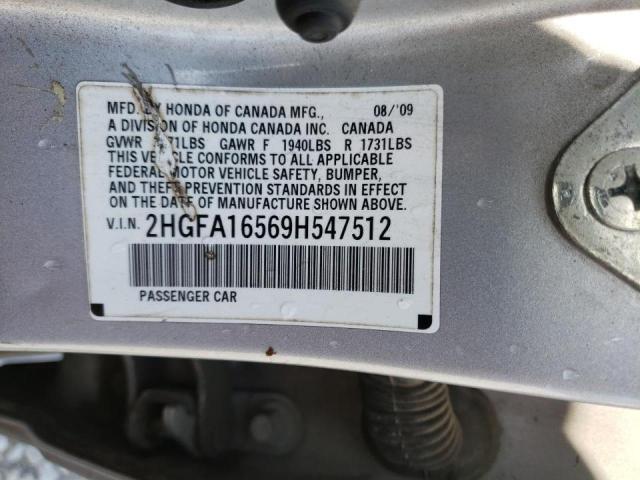 Photo 10 from auction – 2009 HONDA CIVIC with VIN 2HGFA16569H547512