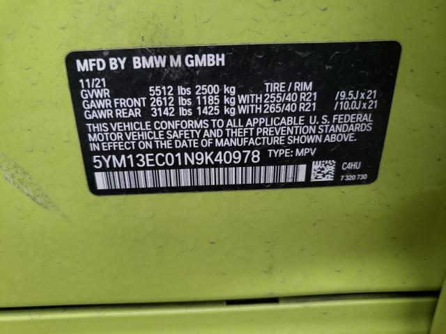 Photo 10 from auction – 2022 BMW X3 M with VIN 5YM13EC01N9K40978