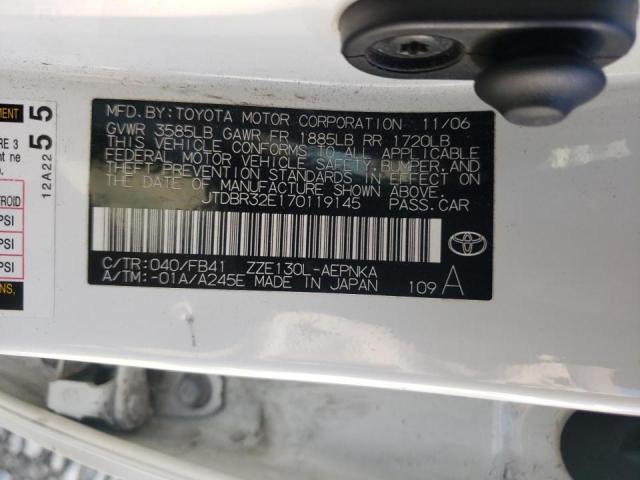 Photo 10 from auction – 2007 TOYOTA COROLLA CE with VIN JTDBR32E170119145