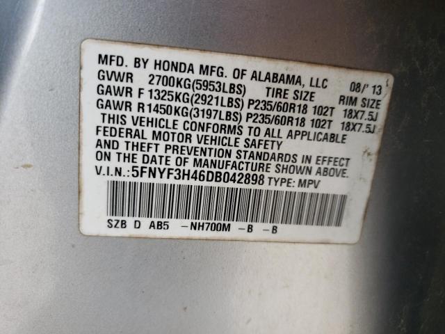 Photo 10 from auction – 2013 HONDA PILOT EX with VIN 5FNYF3H46DB042898