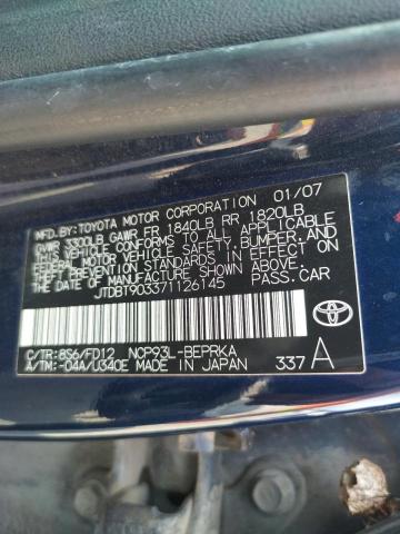 Photo 10 from auction – 2007 TOYOTA YARIS with VIN JTDBT903371126145