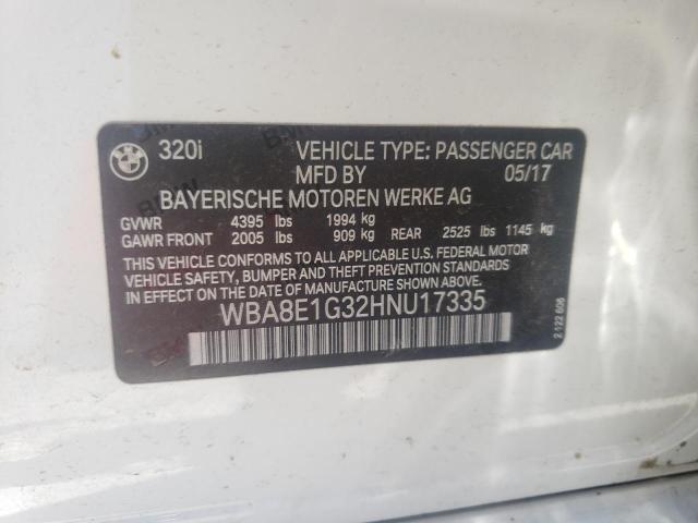 Photo 10 from auction – 2017 BMW 320 I with VIN WBA8E1G32HNU17335