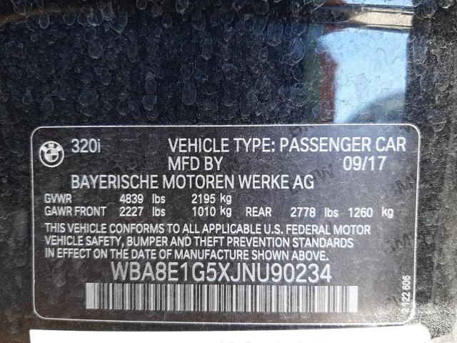 Photo 10 from auction – 2018 BMW 320 I with VIN WBA8E1G5XJNU90234