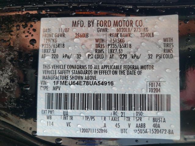 Photo 10 from auction – 2008 FORD EXPLORER E with VIN 1FMEU64E78UA54916