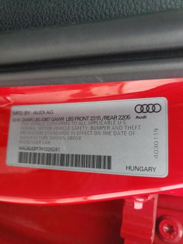 Photo 10 from auction – 2017 AUDI A3 PREMIUM with VIN WAUAUGFF7H1026241
