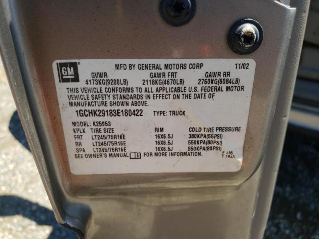 Photo 10 from auction – 2003 CHEVROLET 2500 with VIN 1GCHK29183E180422