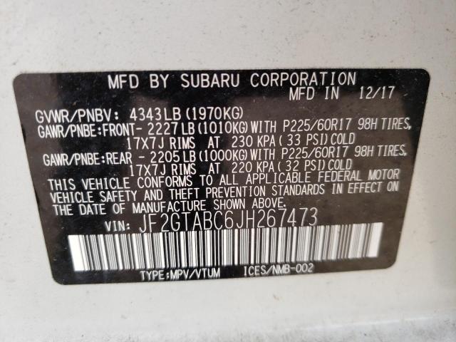 Photo 10 from auction – 2018 SUBARU CROSSTREK with VIN JF2GTABC6JH267473
