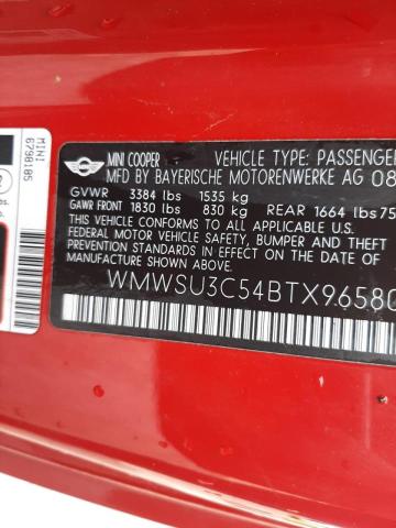 Photo 10 from auction – 2011 MINI COOPER with VIN WMWSU3C54BTX96580