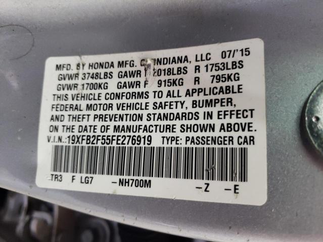 Photo 10 from auction – 2015 HONDA CIVIC LX with VIN 19XFB2F55FE276919