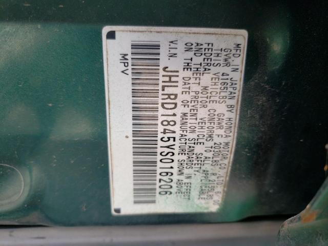 Photo 10 from auction – 2000 HONDA CR-V LX with VIN JHLRD1845YS016206
