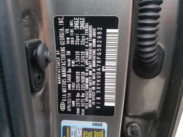 Photo 10 from auction – 2015 KIA SORENTO EX with VIN 5XYKUDA78FG582982