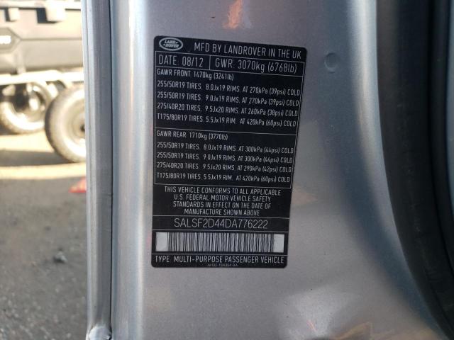 Photo 10 from auction – 2013 LAND ROVER RANGE ROVE with VIN SALSF2D44DA776222