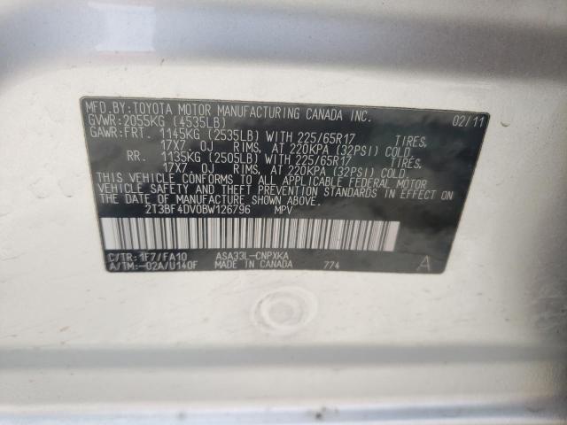 Photo 10 from auction – 2011 TOYOTA RAV4 with VIN 2T3BF4DV0BW126796