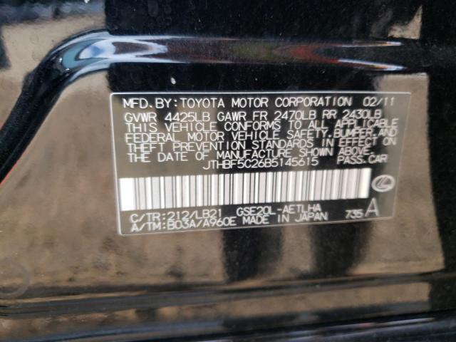 Photo 10 from auction – 2011 LEXUS IS 250 with VIN JTHBF5C26B5145615