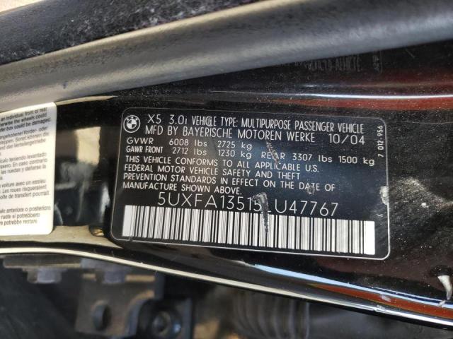 Photo 10 from auction – 2005 BMW X5 3.0I with VIN 5UXFA13515LU47767