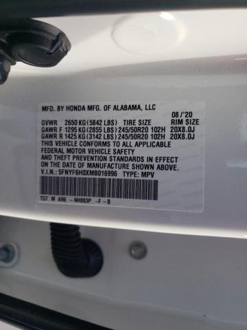Photo 10 from auction – 2021 HONDA PILOT ELIT with VIN 5FNYF6H0XMB016996