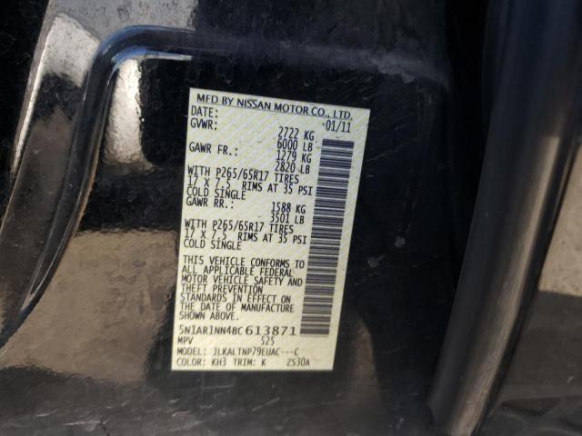 Photo 10 from auction – 2011 NISSAN PATHFINDER with VIN 5N1AR1NN4BC613871
