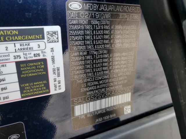 Photo 10 from auction – 2019 LAND ROVER RANGE ROVE with VIN SALGS2SV3KA550392