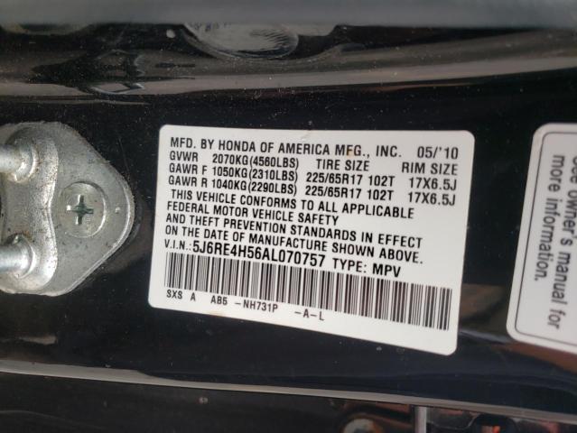 Photo 10 from auction – 2010 HONDA CRV with VIN 5J6RE4H56AL070757