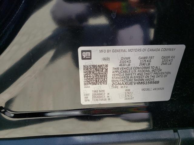Photo 10 from auction – 2021 CHEVROLET EQUINOX LT with VIN 2GNAXUEV4M6159569
