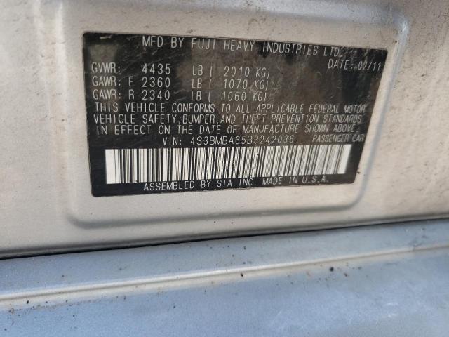 Photo 10 from auction – 2011 SUBARU LEGACY 2.5 with VIN 4S3BMBA65B3242036
