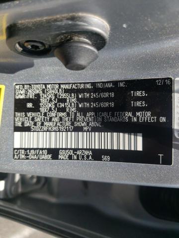 Photo 10 from auction – 2017 TOYOTA HIGHLANDER with VIN 5TDZZRFH3HS192117