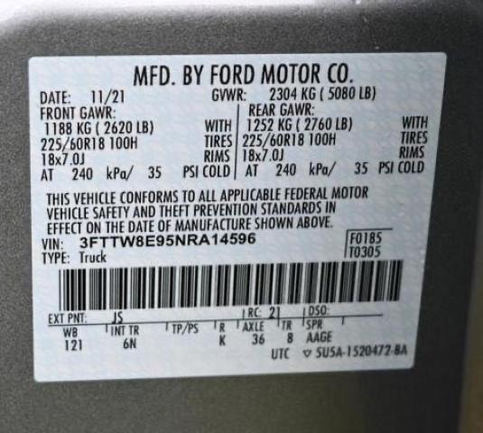 Photo 10 from auction – 2022 FORD MAVERICK X with VIN 3FTTW8E95NRA14596