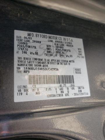 Photo 10 from auction – 2003 FORD EXPEDITION with VIN 1FMRU15W53LC42926