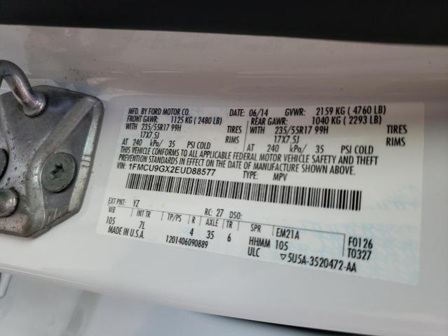 Photo 10 from auction – 2014 FORD ESCAPE SE with VIN 1FMCU9GX2EUD88577
