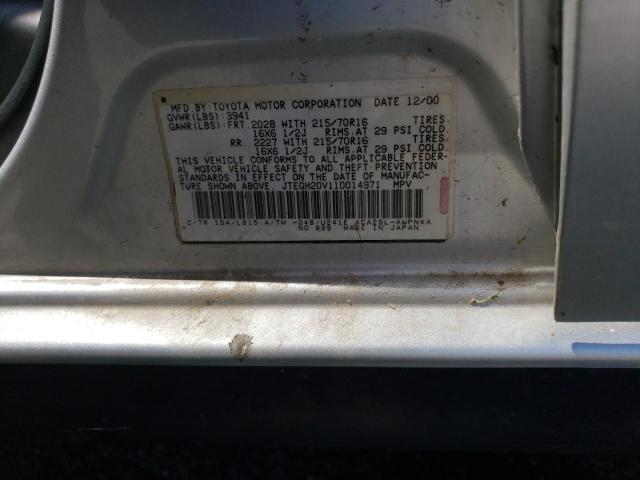 Photo 10 from auction – 2001 TOYOTA RAV4 with VIN JTEGH20V110014971