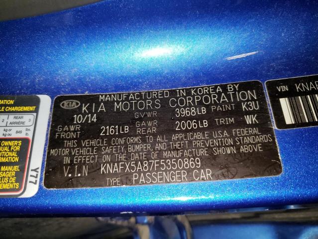Photo 10 from auction – 2015 KIA FORTE EX with VIN KNAFX5A87F5350869