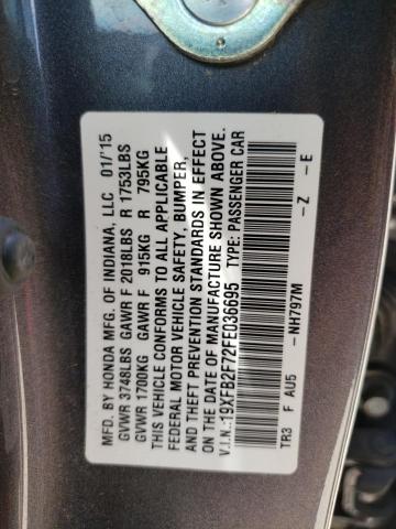 Photo 10 from auction – 2015 HONDA CIVIC SE with VIN 19XFB2F72FE036695
