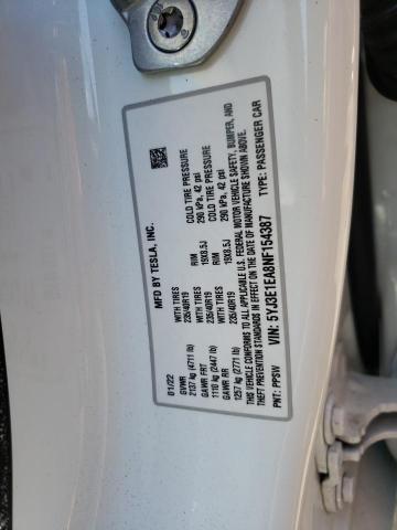 Photo 10 from auction – 2022 TESLA MODEL 3 with VIN 5YJ3E1EA8NF154387