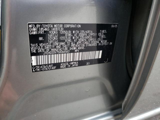 Photo 10 from auction – 2005 TOYOTA RAV4 with VIN JTEHD20V750066563