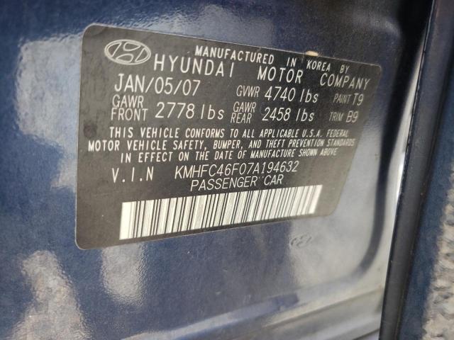 Photo 10 from auction – 2007 HYUNDAI AZERA SE with VIN KMHFC46F07A194632