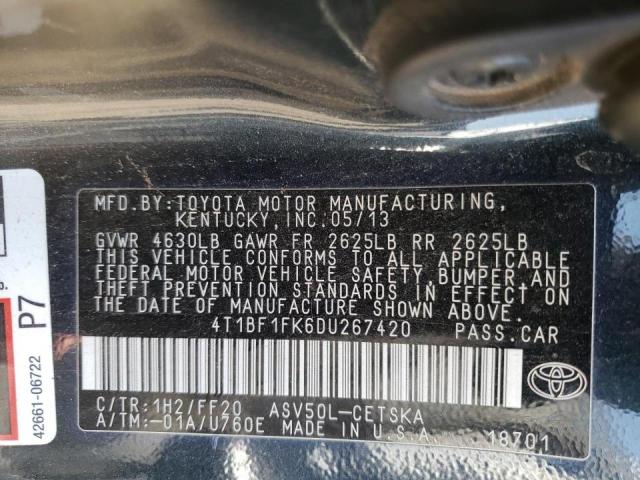 Photo 10 from auction – 2013 TOYOTA CAMRY L with VIN 4T1BF1FK6DU267420
