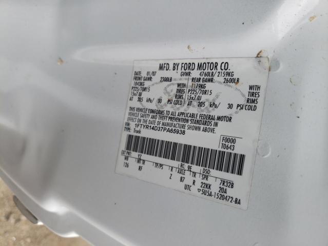 Photo 10 from auction – 2007 FORD RANGER SUP with VIN 1FTYR14D37PA65938