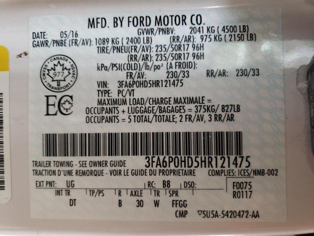 Photo 10 from auction – 2017 FORD FUSION SE with VIN 3FA6P0HD5HR121475