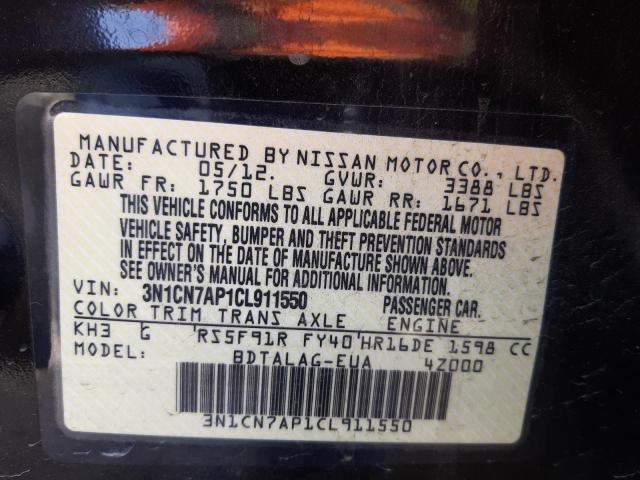 Photo 10 from auction – 2012 NISSAN VERSA S with VIN 3N1CN7AP1CL911550