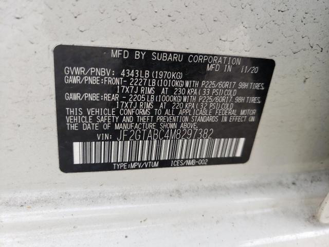 Photo 10 from auction – 2021 SUBARU CROSSTREK with VIN JF2GTABC4M8297382