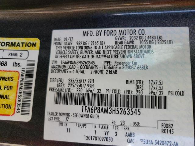 Photo 10 from auction – 2017 FORD MUSTANG with VIN 1FA6P8AM3H5263545