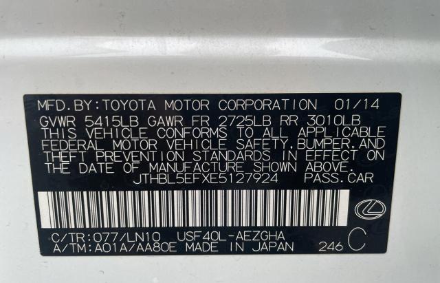 Photo 10 from auction – 2014 LEXUS LS 460 with VIN JTHBL5EFXE5127924