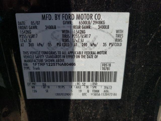 Zdjęcie 10 z aukcji – 2007 FORD F150 z VIN 1FTRF12257NA80466