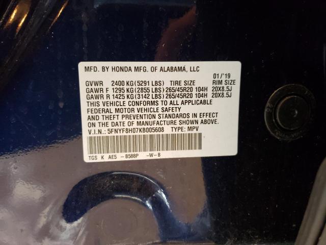 Photo 10 from auction – 2019 HONDA PASSPORT E with VIN 5FNYF8H07KB005608
